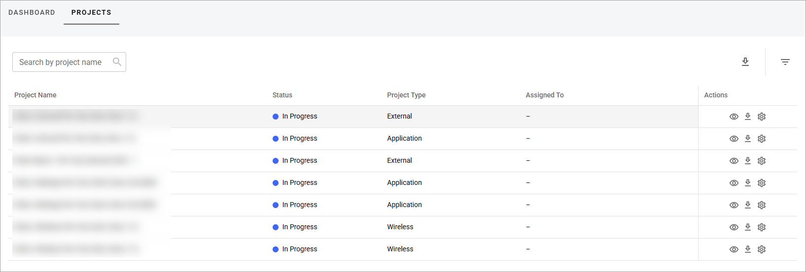 Projects tab Pen Testing