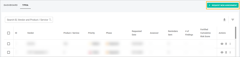 Request New Assessment button